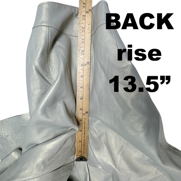 pants EXPRESS leather S iridescent pearl straight leg mid rise neutral elegant - Picture 9 of 17